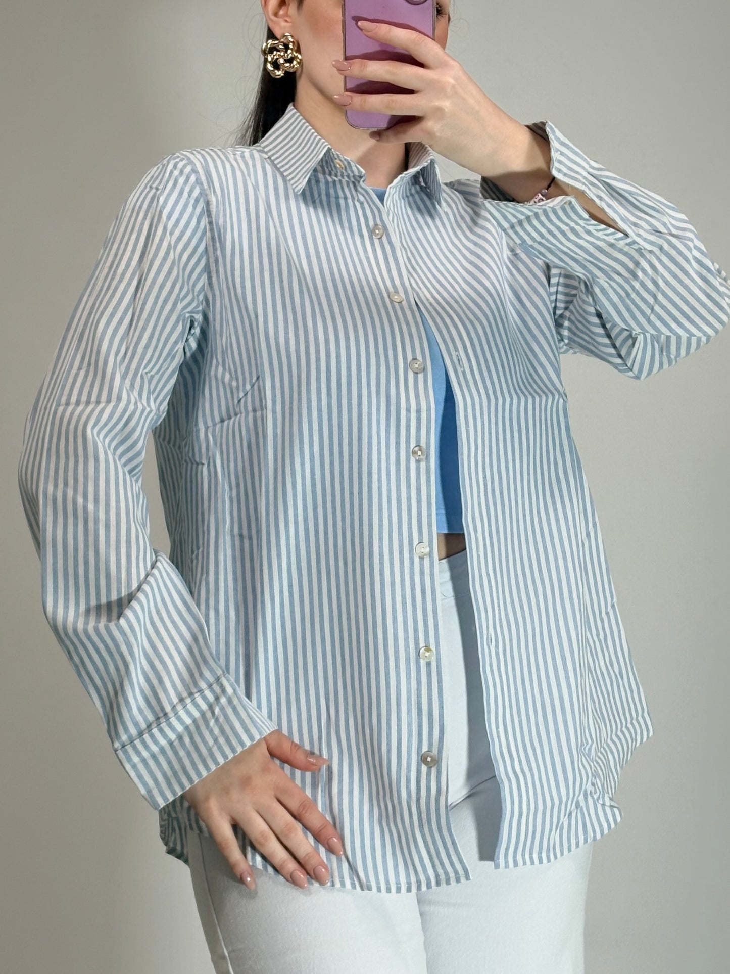 Camicia a righe 100% cotone