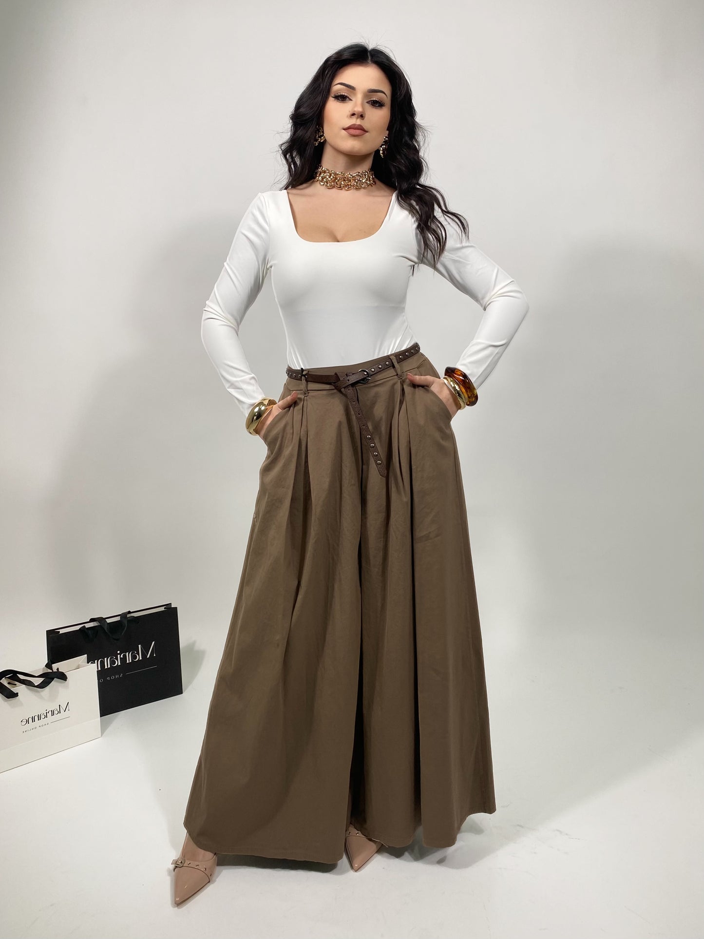 Pantagonna Marrone con cinturino