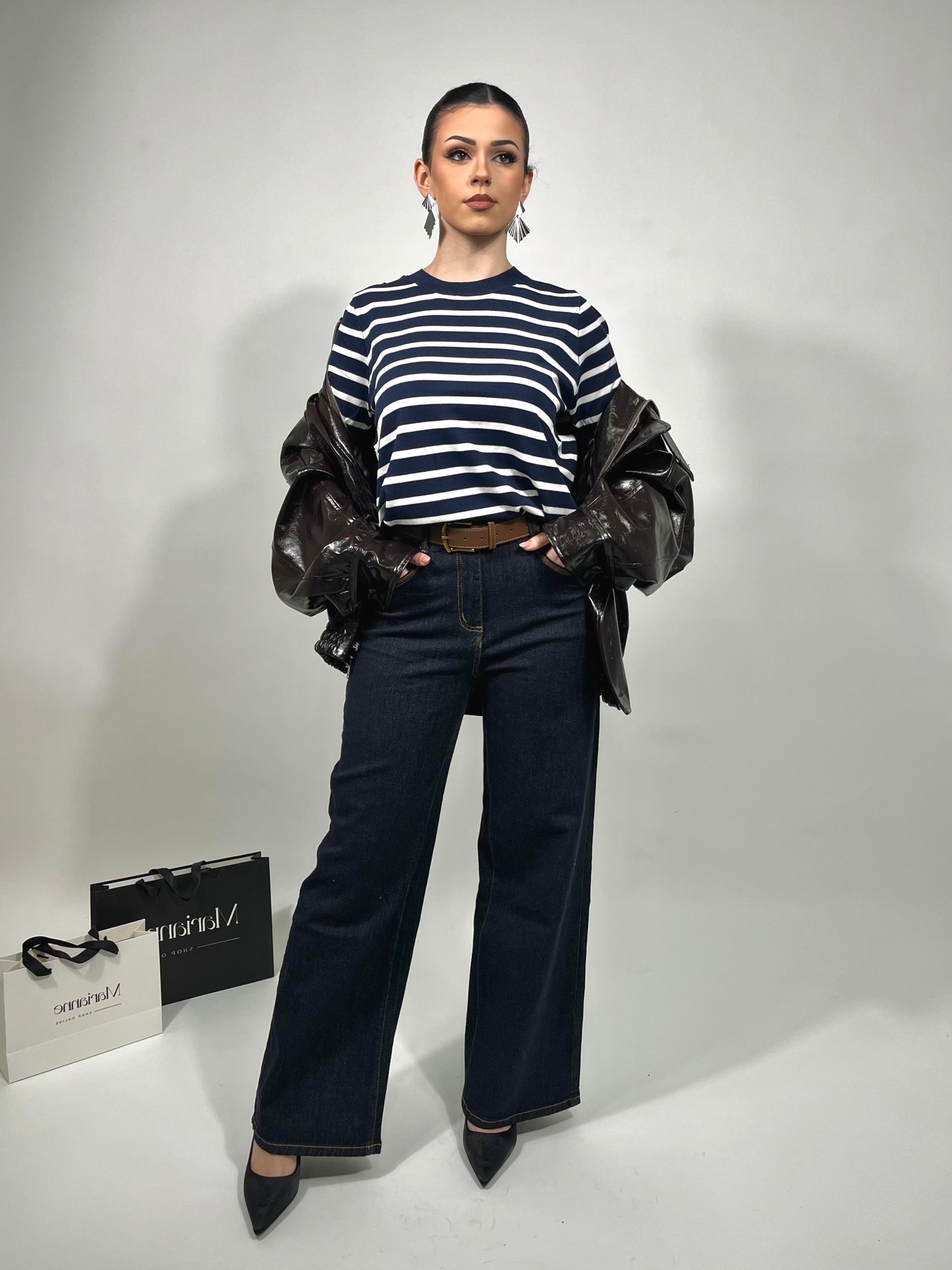 Jeans Wide Leg con cintura