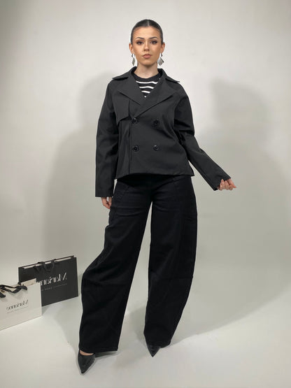 Short trench coat-Black