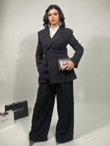 Tailleur Gessato- Nero
