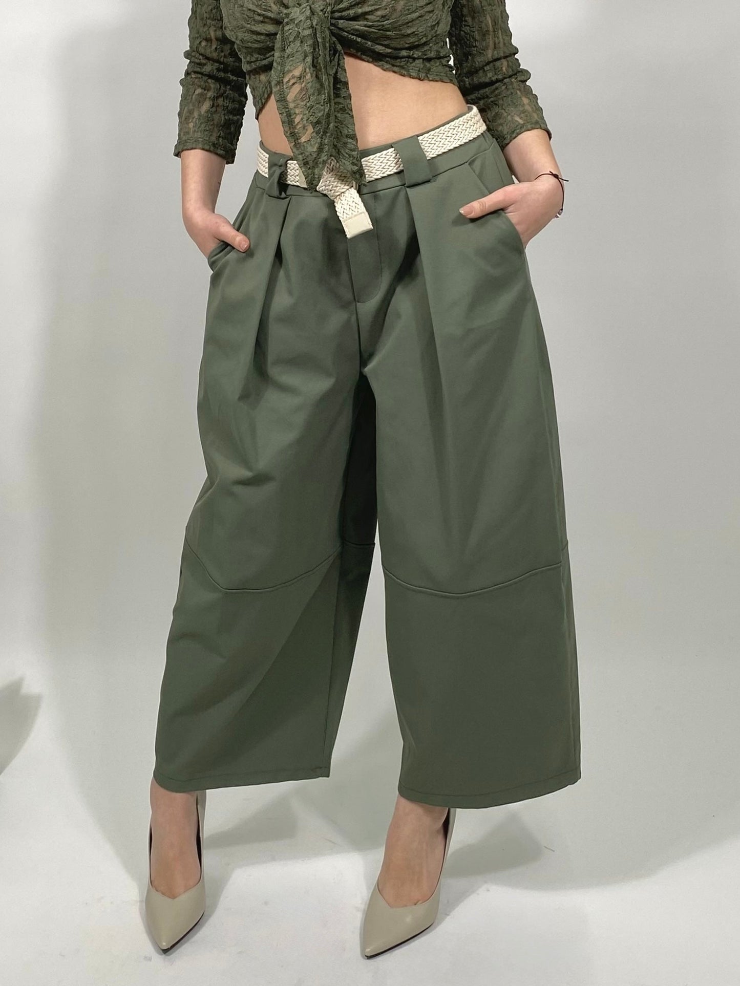Pantalone Oliva con cintura
