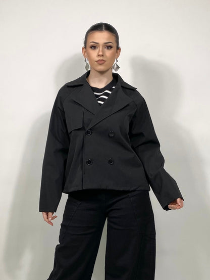Short trench coat-Black