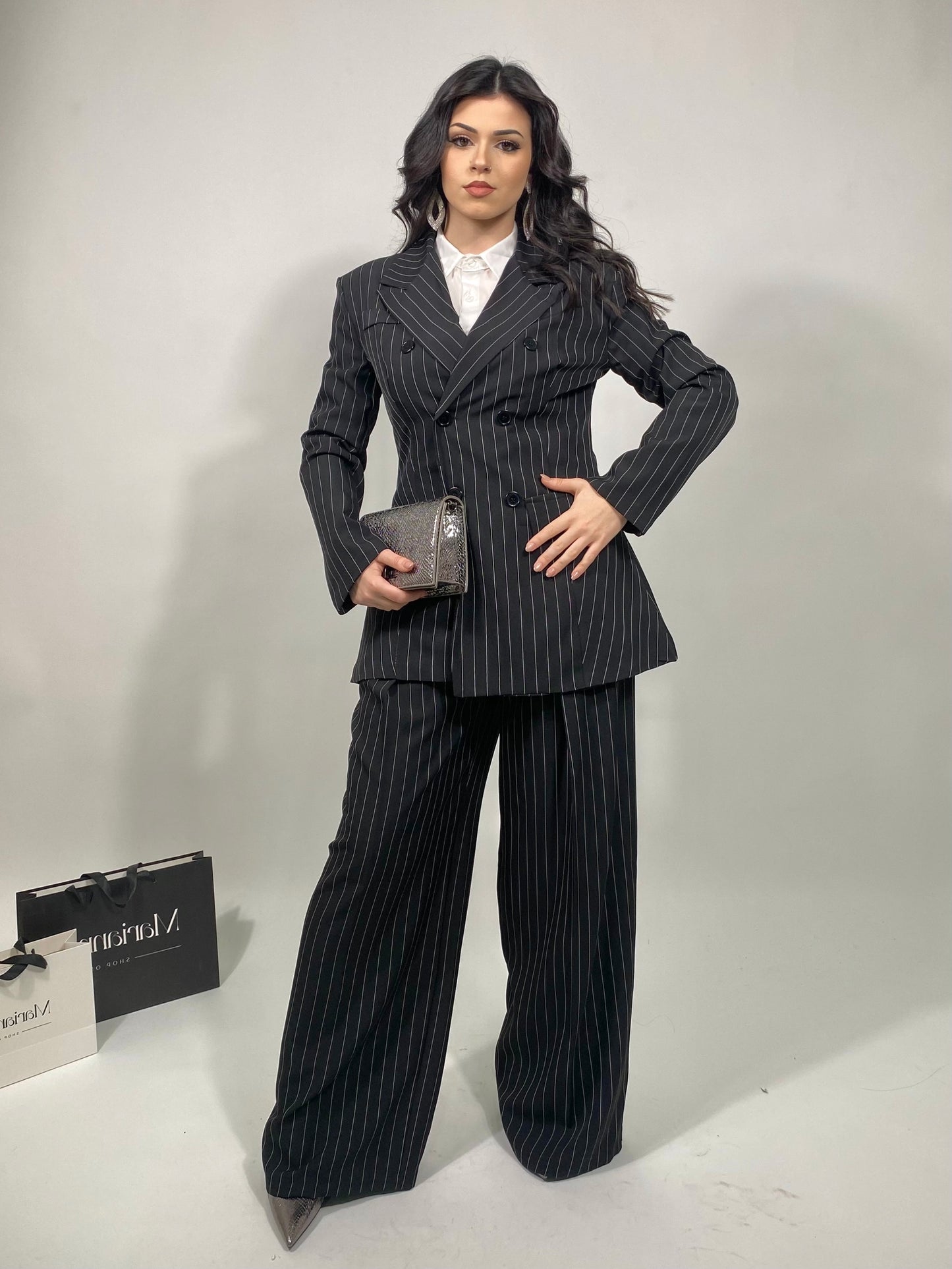 Tailleur Gessato- Nero