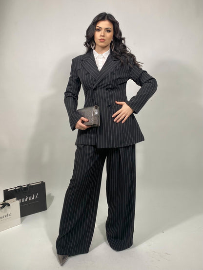 Tailleur Gessato- Nero