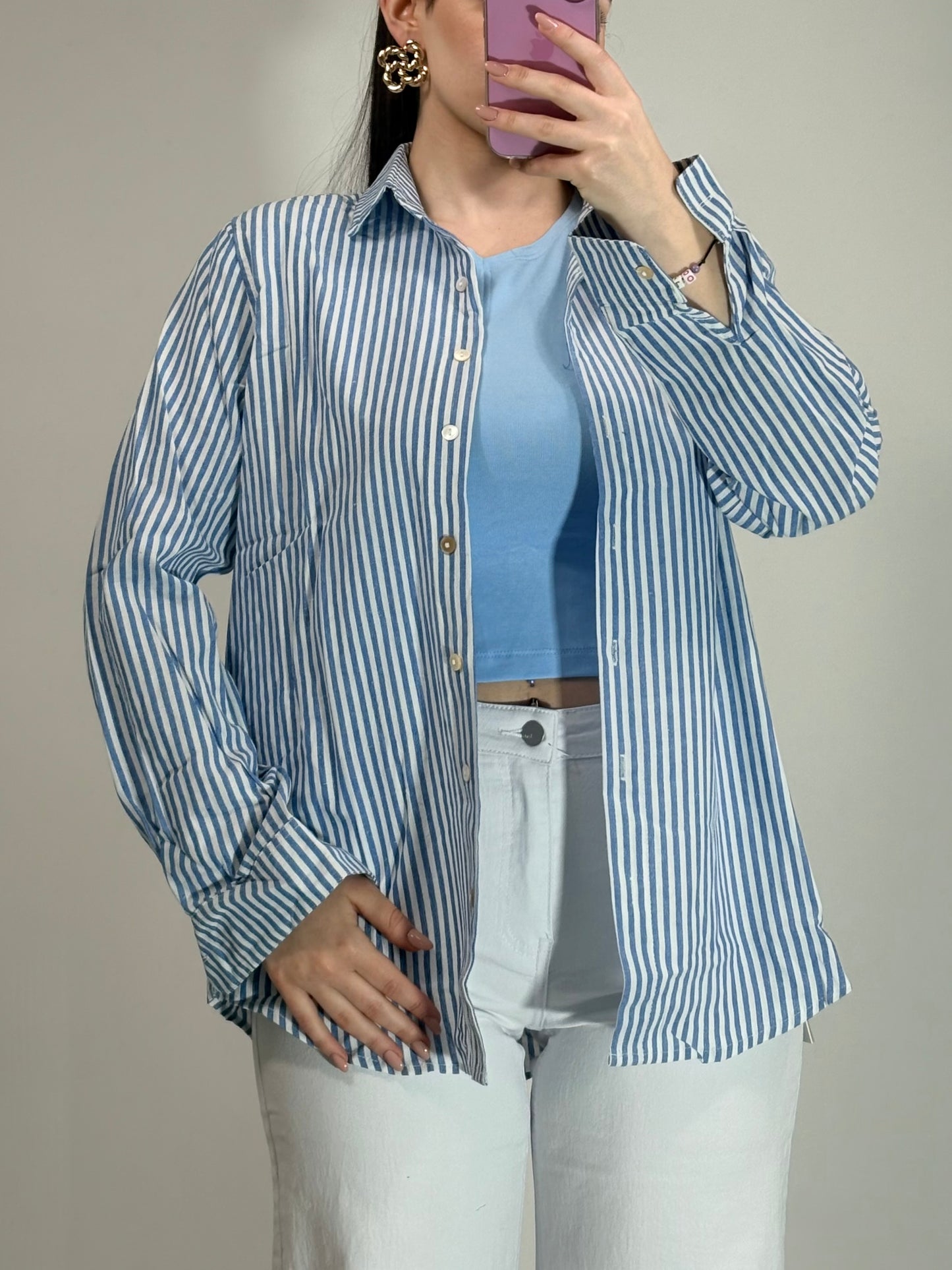 Camicia a righe 100% cotone