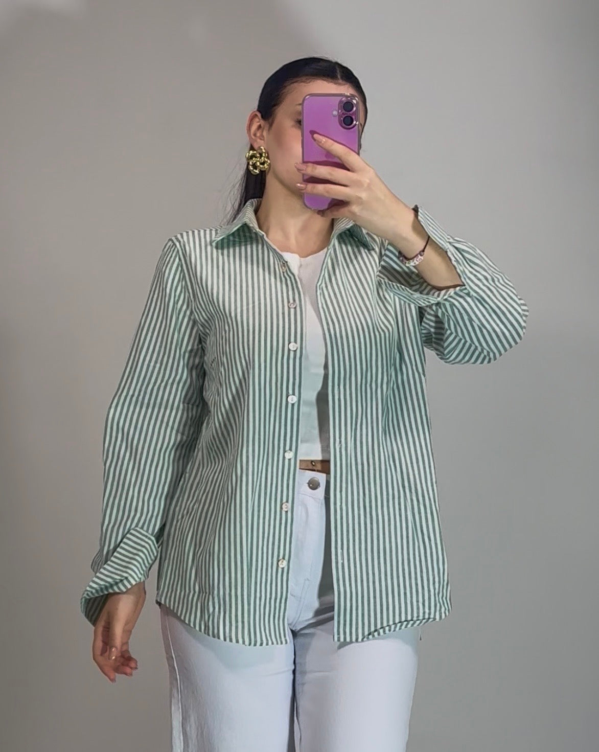Camicia a righe 100% cotone