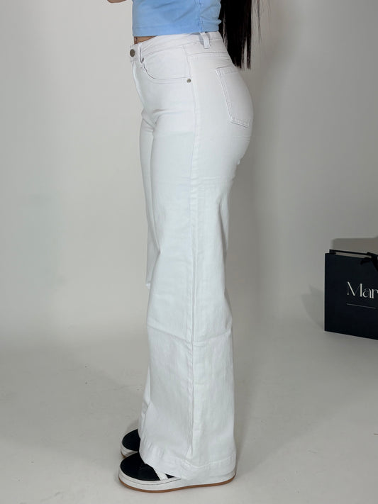 Jeans Wide Leg-Bianco