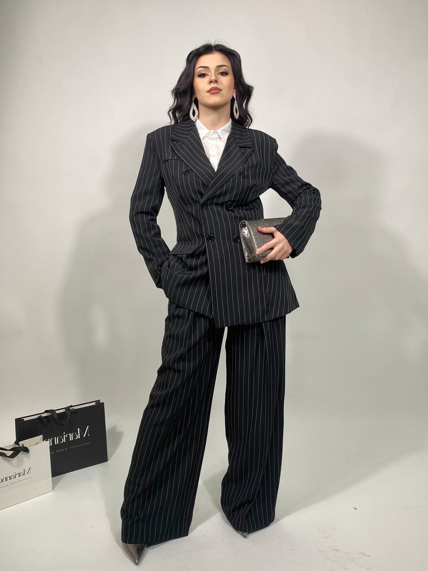 Tailleur Gessato- Nero