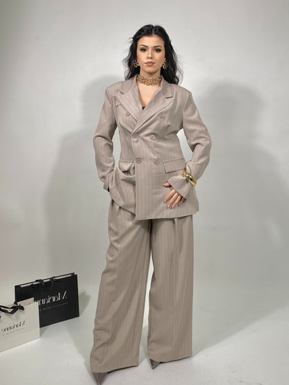 Tailleur Gessato- Tortora